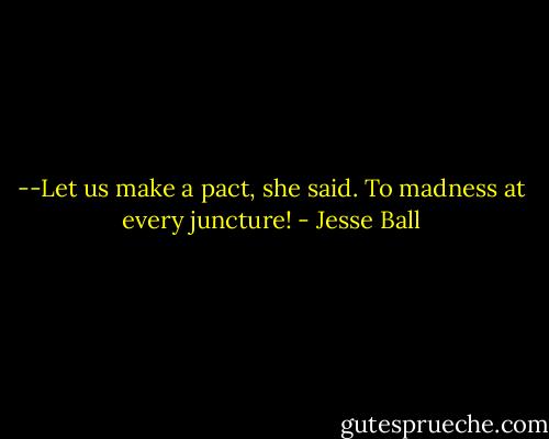 --Let us make a pact, she said. To madness at every juncture! - Jesse Ball