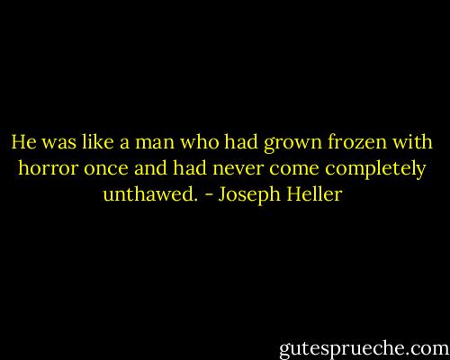 He was like a man who had grown frozen with horror once and had never come completely unthawed. - Joseph Heller