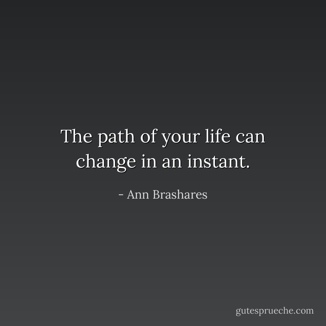 The path of your life can change in an instant. - Ann Brashares