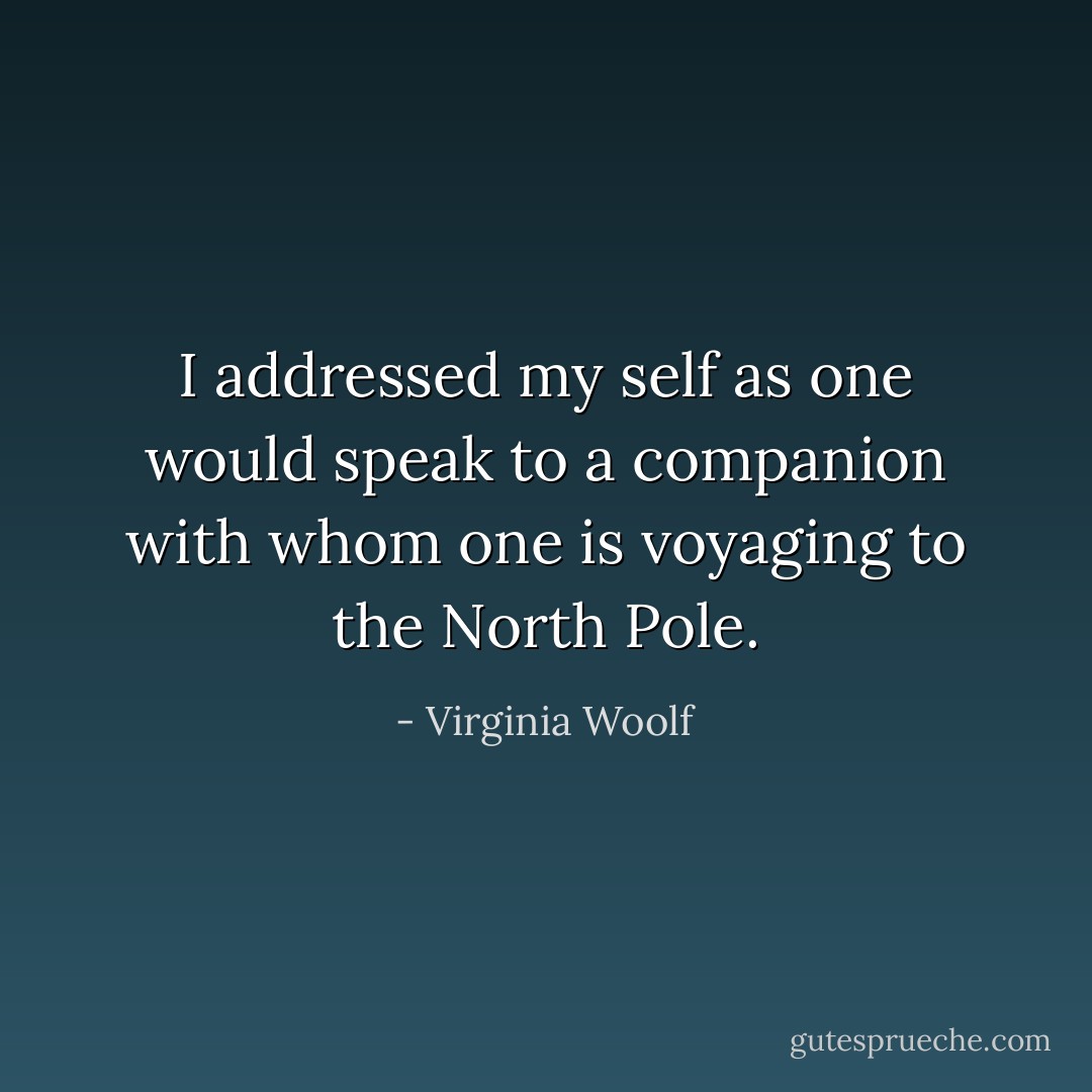 I addressed my self as one would speak to a companion with whom one is voyaging to the North Pole. - Virginia Woolf