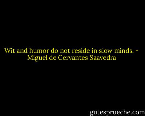 Wit and humor do not reside in slow minds. - Miguel de Cervantes Saavedra