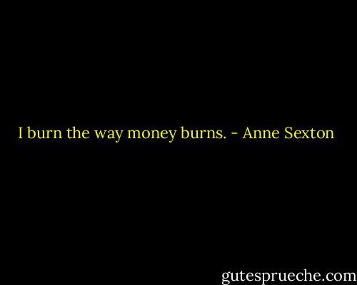 I burn the way money burns. - Anne Sexton