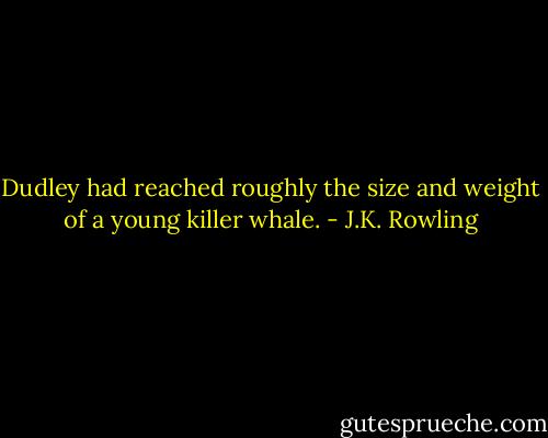 Dudley had reached roughly the size and weight of a young killer whale. - J.K. Rowling
