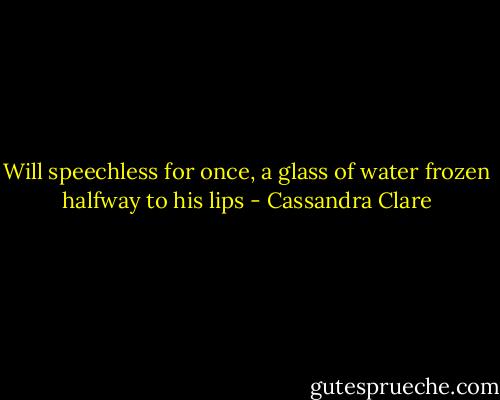Will speechless for once, a glass of water frozen halfway to his lips - Cassandra Clare