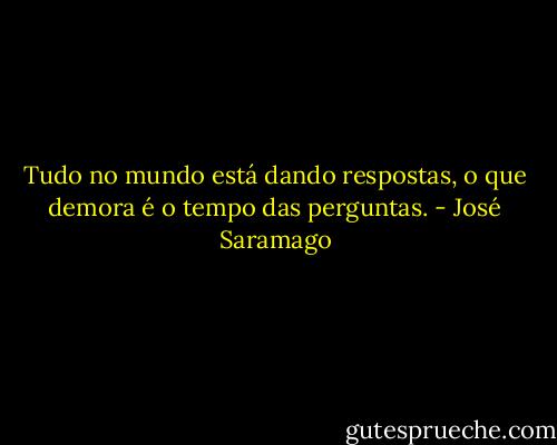Tudo no mundo está dando respostas, o que demora é o tempo das perguntas. - José Saramago