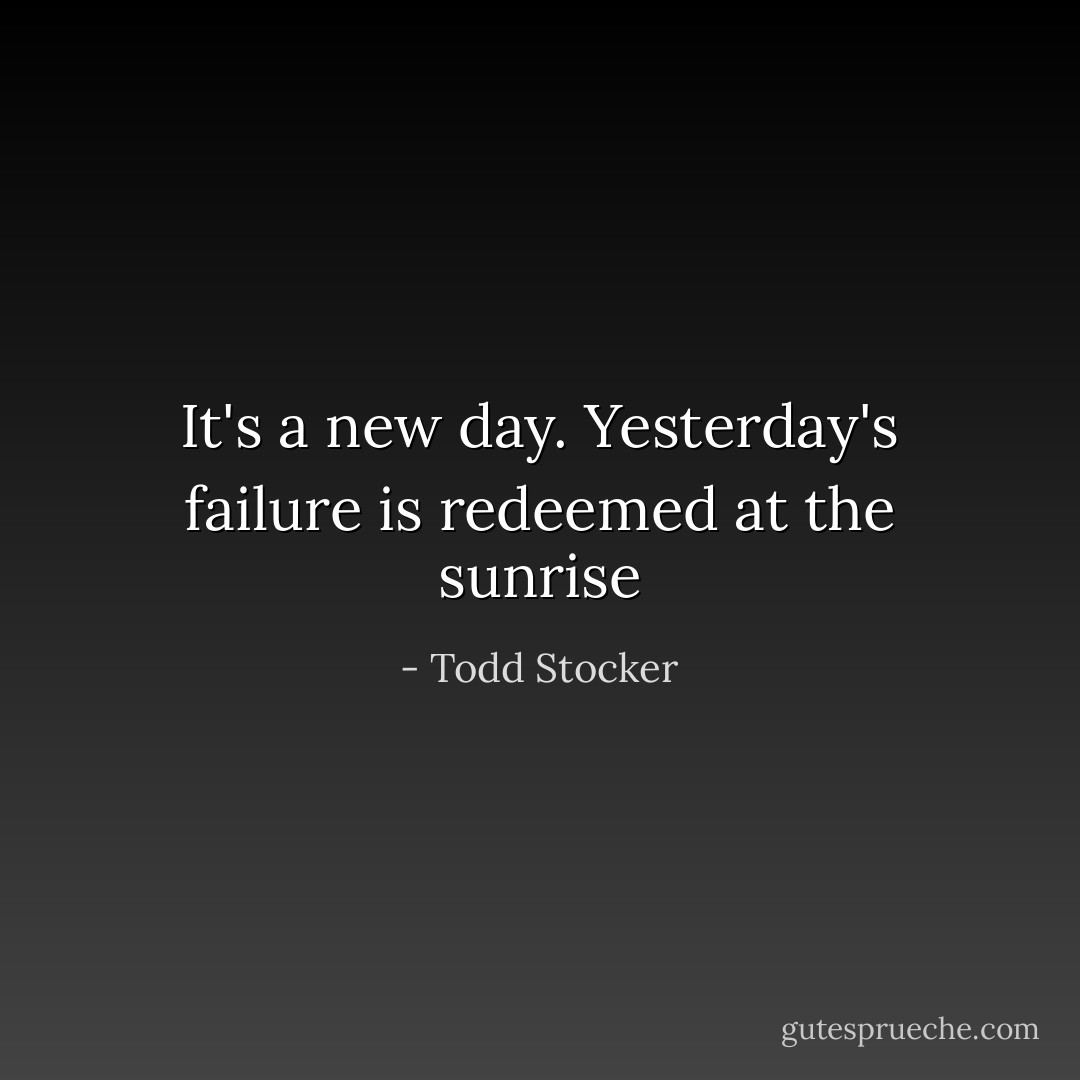 It's a new day. Yesterday's failure is redeemed at the sunrise - Todd Stocker