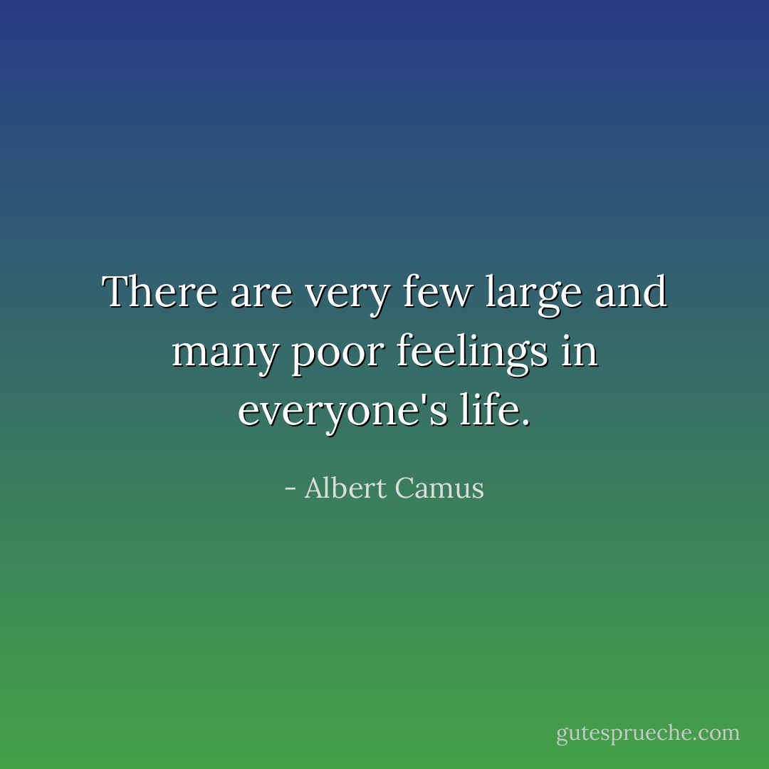 There are very few large and many poor feelings in everyone's life. - Albert Camus