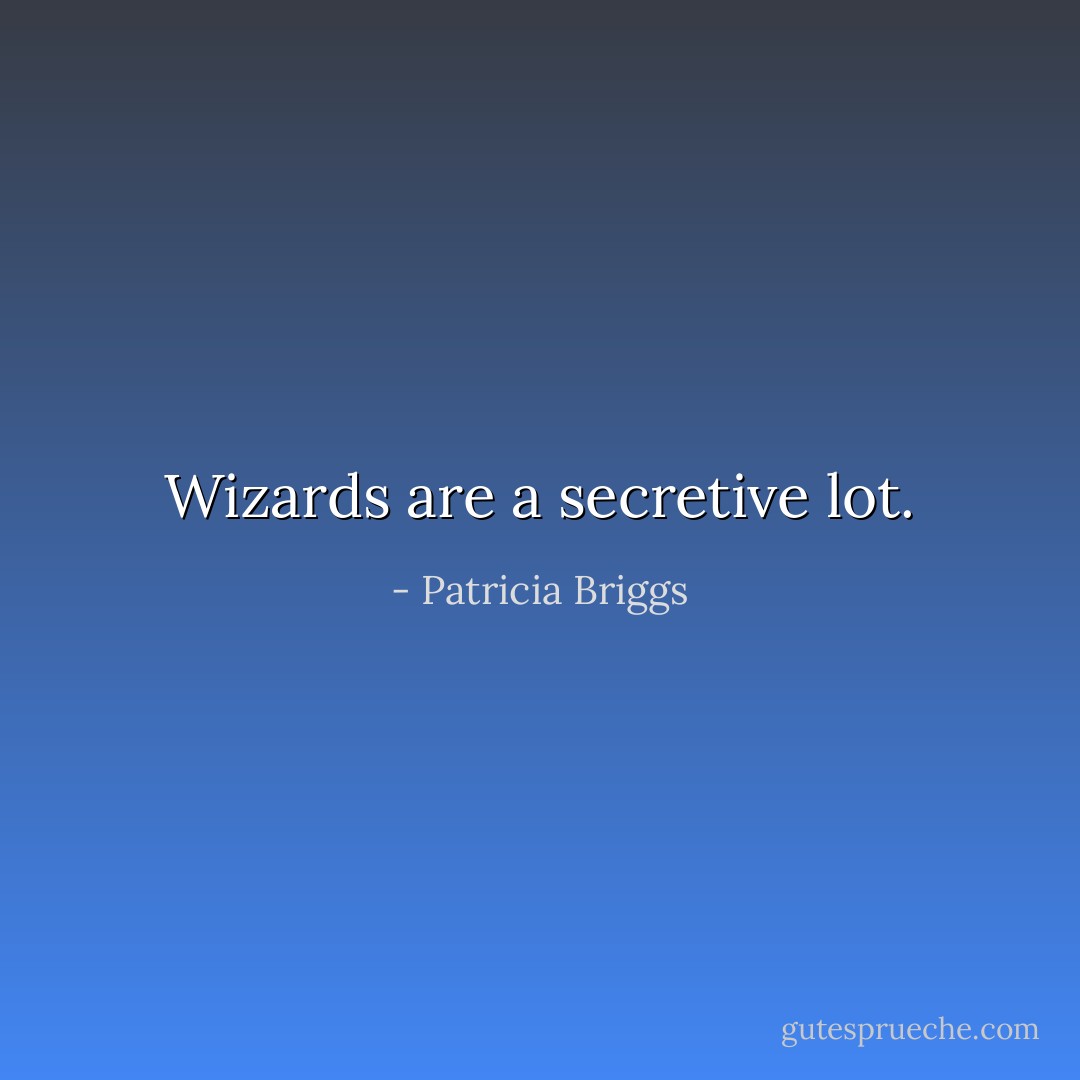 Wizards are a secretive lot. - Patricia Briggs