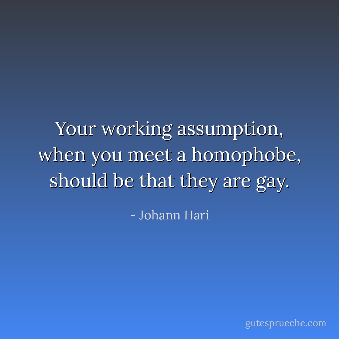 Your working assumption, when you meet a homophobe, should be that they are gay. - Johann Hari