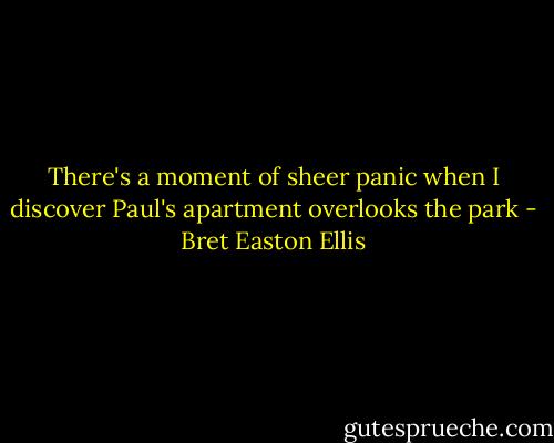 There's a moment of sheer panic when I discover Paul's apartment overlooks the park - Bret Easton Ellis