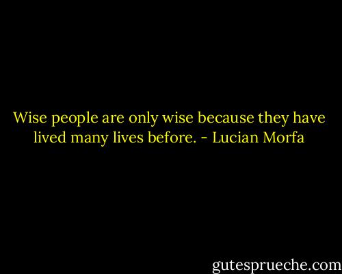 Wise people are only wise because they have lived many lives before. - Lucian Morfa
