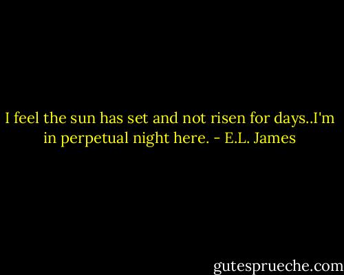 I feel the sun has set and not risen for days..I'm in perpetual night here. - E.L. James