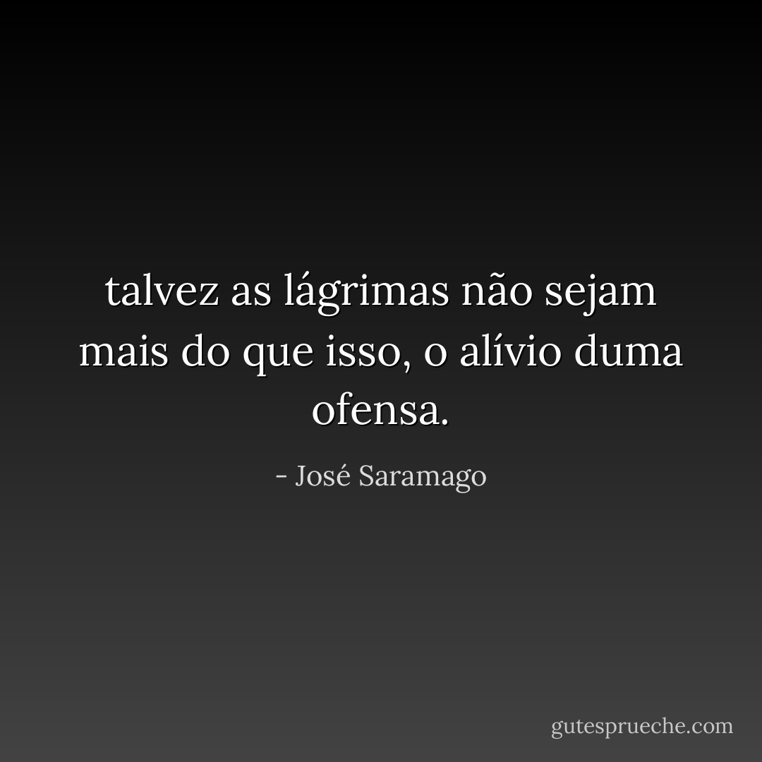 talvez as lágrimas não sejam mais do que isso, o alívio duma ofensa. - José Saramago