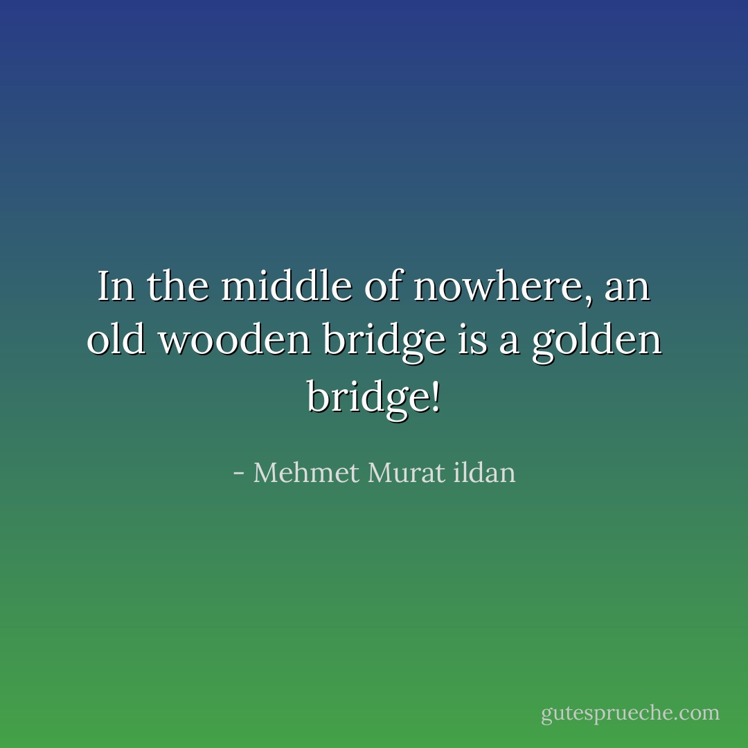 In the middle of nowhere, an old wooden bridge is a golden bridge! - Mehmet Murat ildan