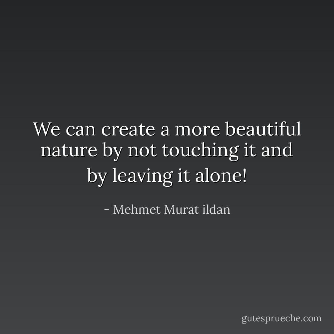We can create a more beautiful nature by not touching it and by leaving it alone! - Mehmet Murat ildan