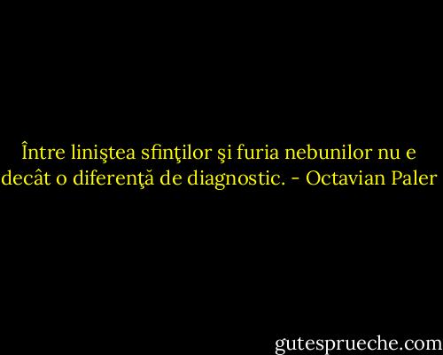 Între liniştea sfinţilor şi furia nebunilor nu e decât o diferenţă de diagnostic. - Octavian Paler