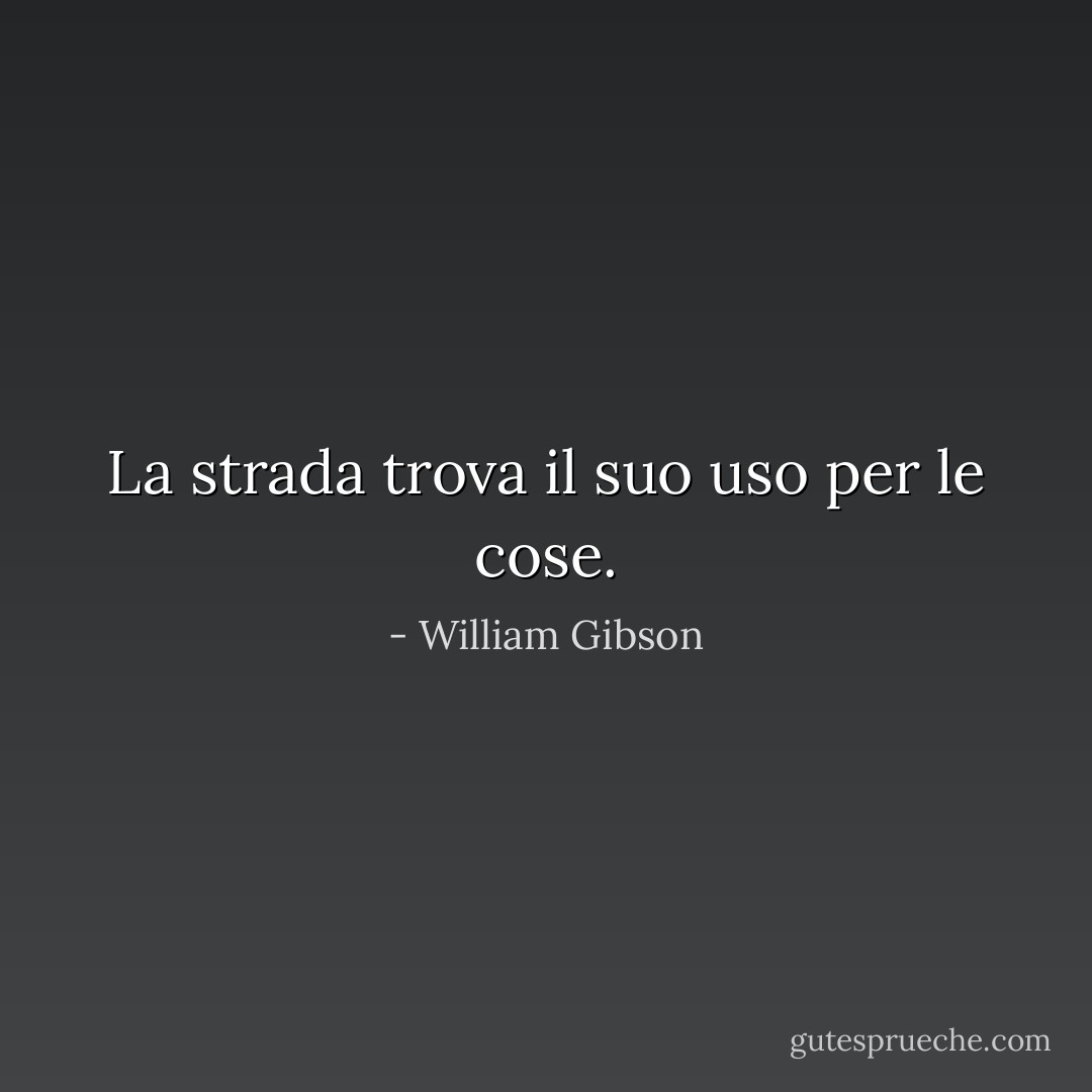 La strada trova il suo uso per le cose. - William Gibson