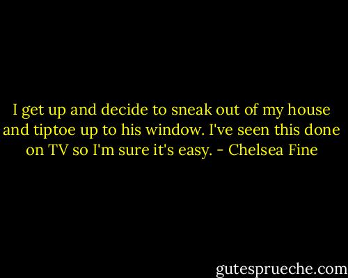 I get up and decide to sneak out of my house and tiptoe up to his window. I've seen this done on TV so I'm sure it's easy. - Chelsea Fine