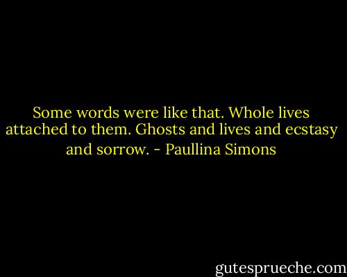 Some words were like that. Whole lives attached to them. Ghosts and lives and ecstasy and sorrow. - Paullina Simons