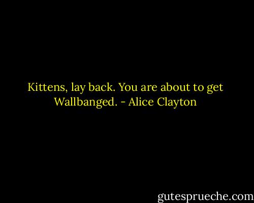 Kittens, lay back. You are about to get Wallbanged. - Alice Clayton