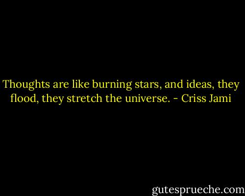 Thoughts are like burning stars, and ideas, they flood, they stretch the universe. - Criss Jami