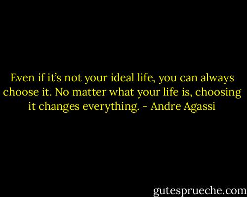 Even if it’s not your ideal life, you can always choose it. No matter what your life is, choosing it changes everything. - Andre Agassi