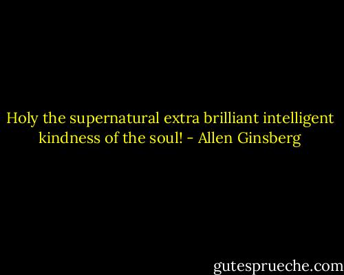 Holy the supernatural extra brilliant intelligent kindness of the soul! - Allen Ginsberg