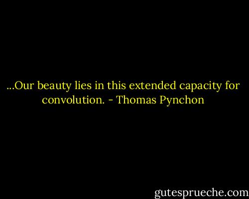...Our beauty lies in this extended capacity for convolution. - Thomas Pynchon