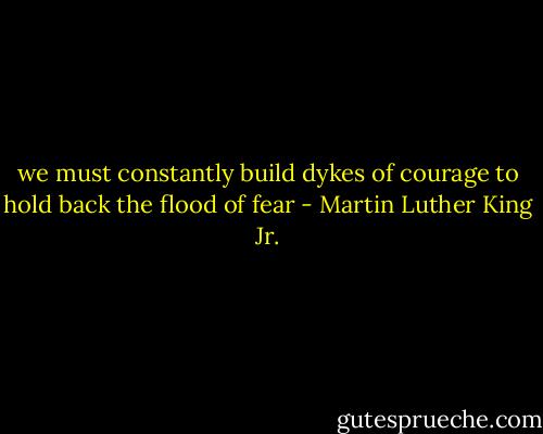 we must constantly build dykes of courage to hold back the flood of fear - Martin Luther King Jr.