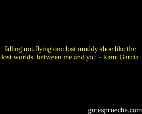 falling not flying<br />one lost muddy shoe<br />like the lost worlds <br />between me and you - Kami Garcia