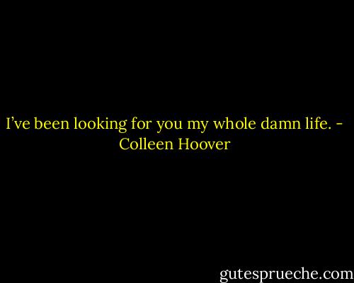 I’ve been looking for you my whole damn life. - Colleen Hoover