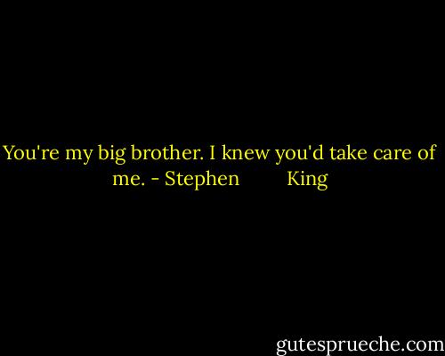 You're my big brother. I knew you'd take care of me. - Stephen         King
