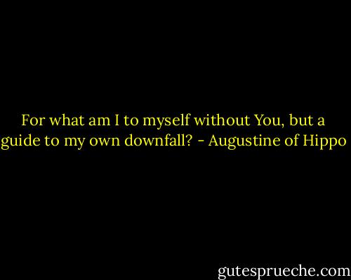 For what am I to myself without You, but a guide to my own downfall? - Augustine of Hippo