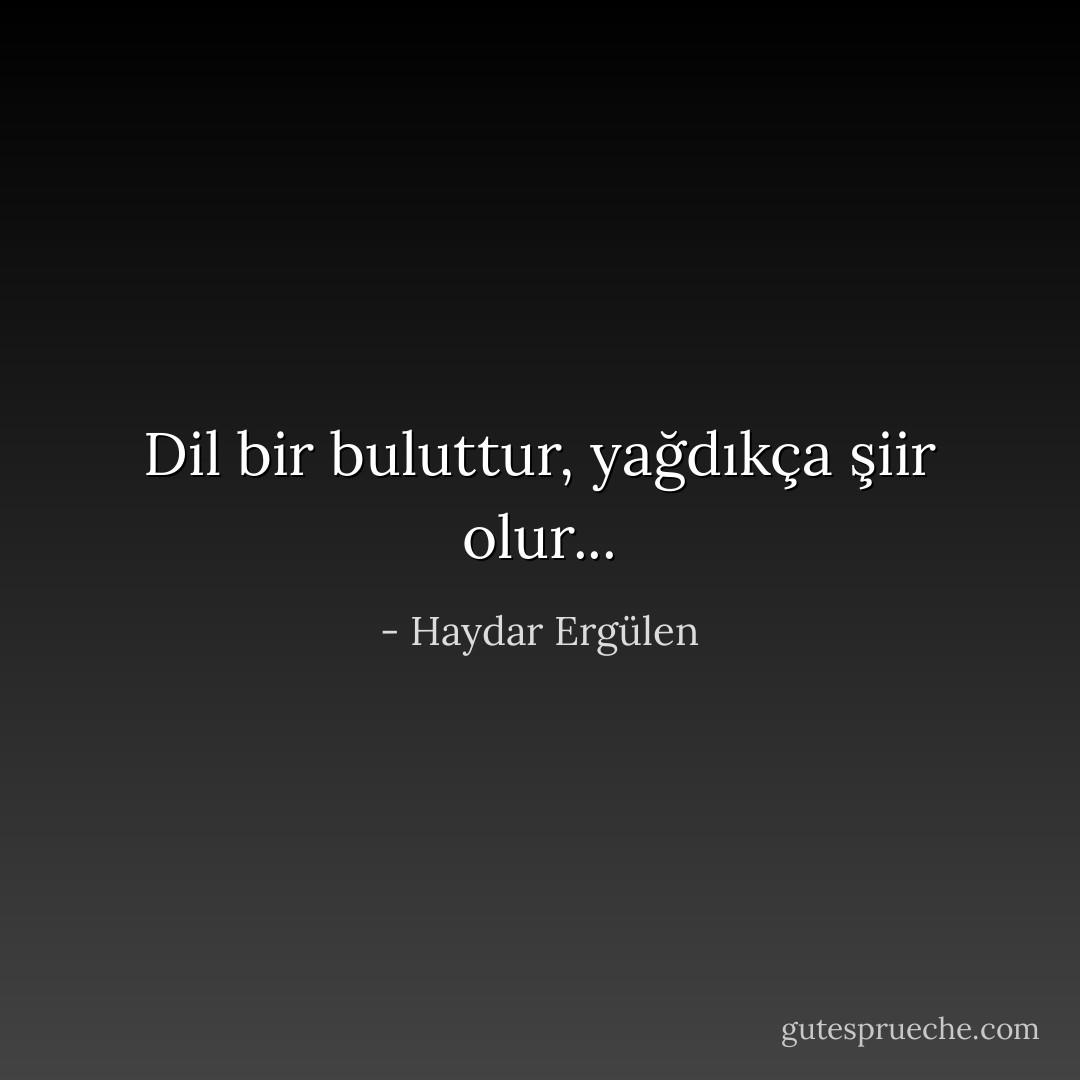 Dil bir buluttur, yağdıkça şiir olur... - Haydar Ergülen