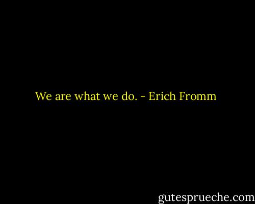 We are what we do. - Erich Fromm