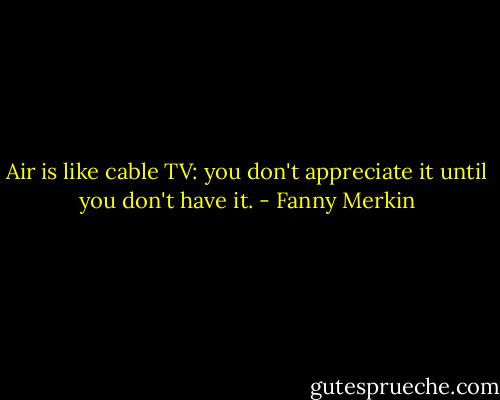 Air is like cable TV: you don't appreciate it until you don't have it. - Fanny Merkin
