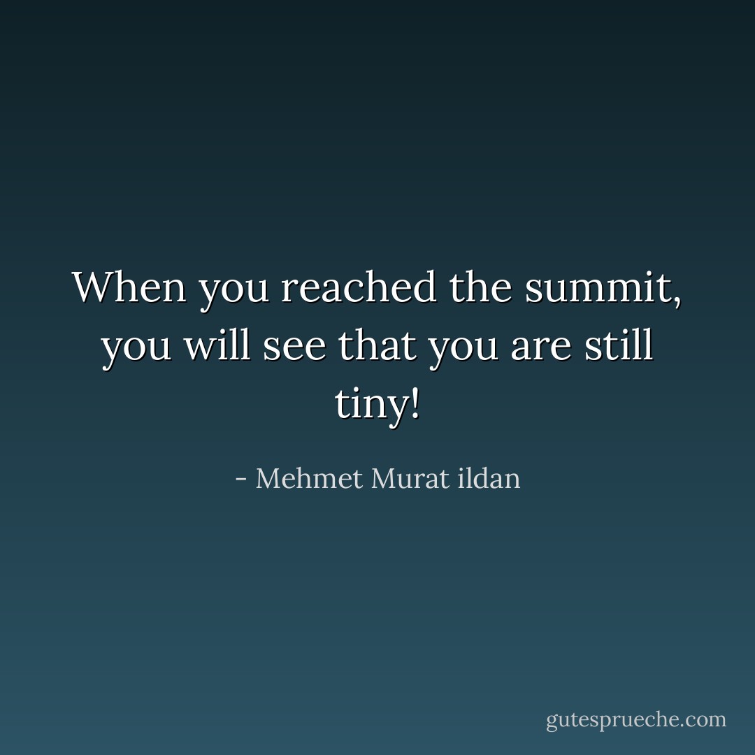 When you reached the summit, you will see that you are still tiny! - Mehmet Murat ildan