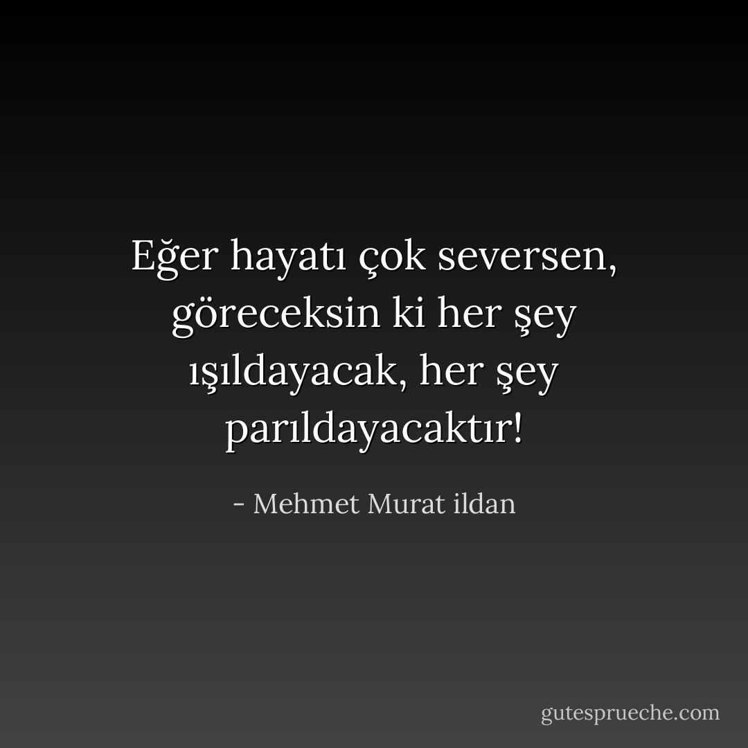 Eğer hayatı çok seversen, göreceksin ki her şey ışıldayacak, her şey parıldayacaktır! - Mehmet Murat ildan