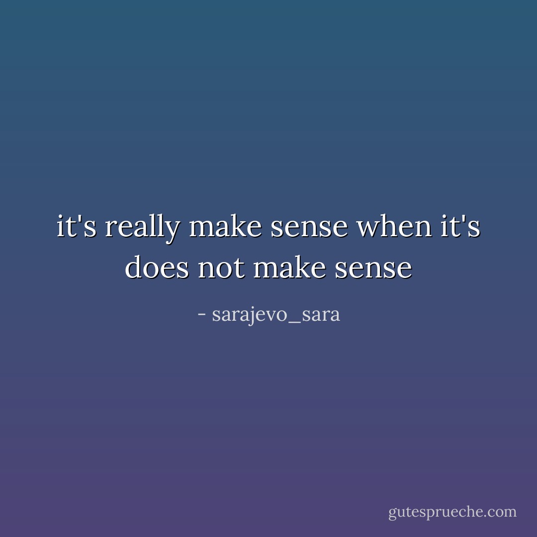 it's really make sense when it's does not make sense - sarajevo_sara
