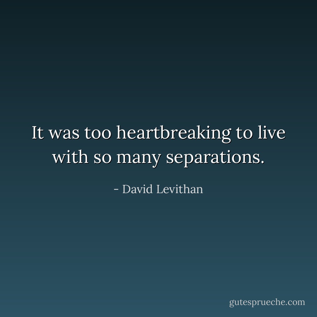 It was too heartbreaking to live with so many separations. - David Levithan