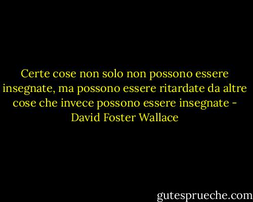 Certe cose non solo non possono essere insegnate, ma possono essere ritardate da altre cose che invece possono essere insegnate - David Foster Wallace