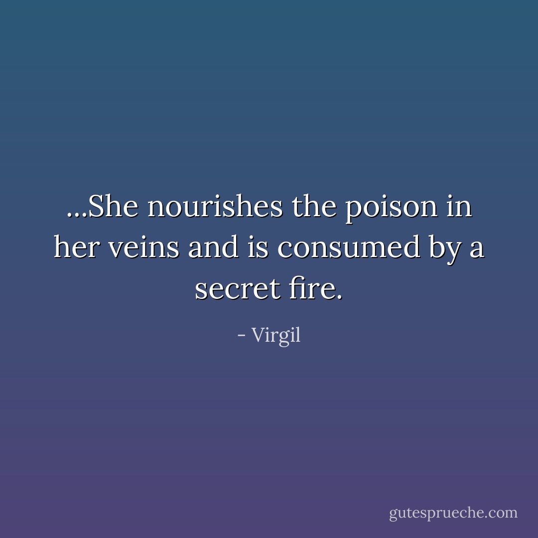 ...She nourishes the poison in her veins and is consumed by a secret fire. - Virgil
