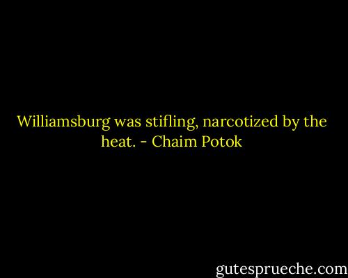Williamsburg was stifling, narcotized by the heat. - Chaim Potok