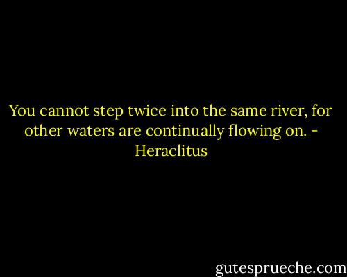 You cannot step twice into the same river, for other waters are continually flowing on. - Heraclitus