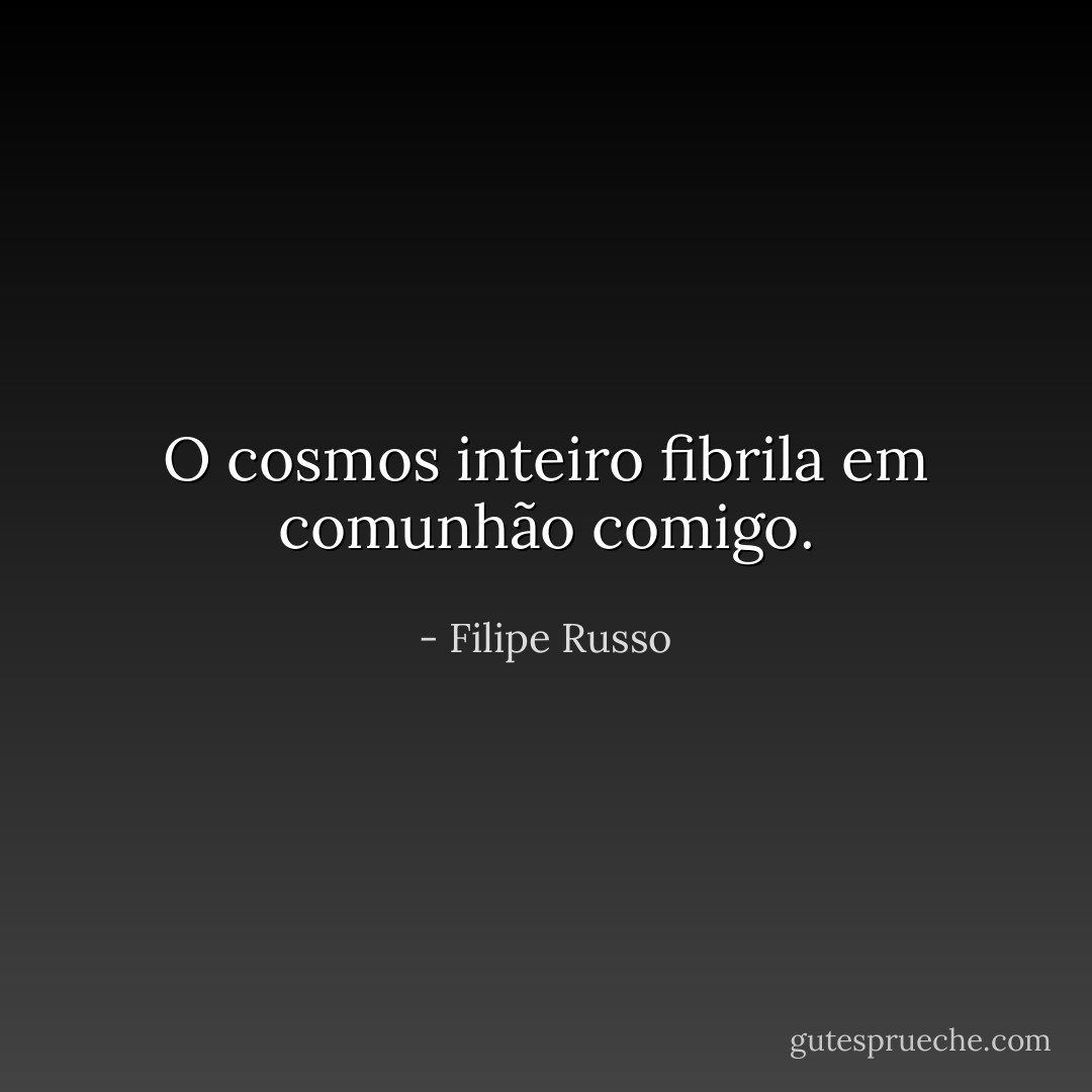 O cosmos inteiro fibrila em comunhão comigo. - Filipe Russo