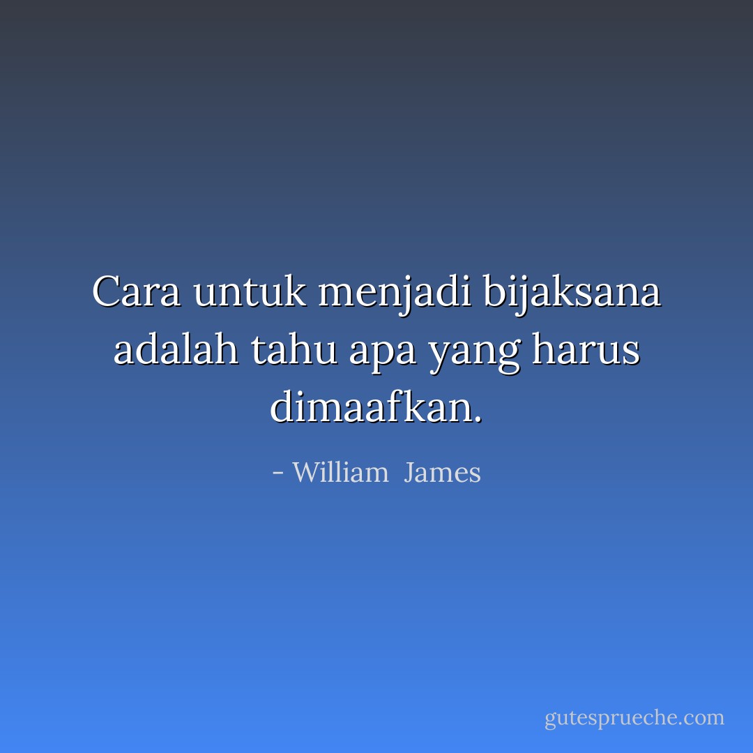 Cara untuk menjadi bijaksana adalah tahu apa yang harus dimaafkan. - William  James