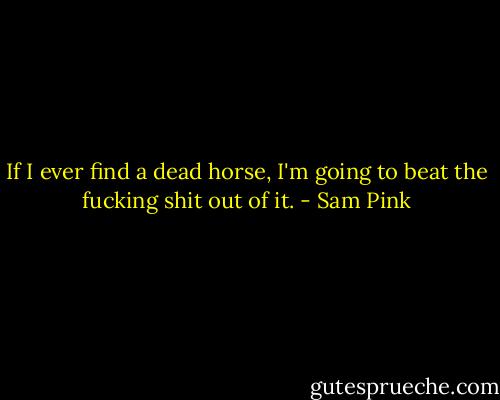 If I ever find a dead horse, I'm going to beat the fucking shit out of it. - Sam Pink