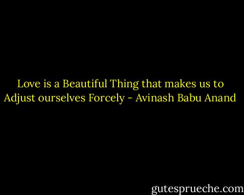Love is a Beautiful Thing that makes us to Adjust ourselves Forcely - Avinash Babu Anand