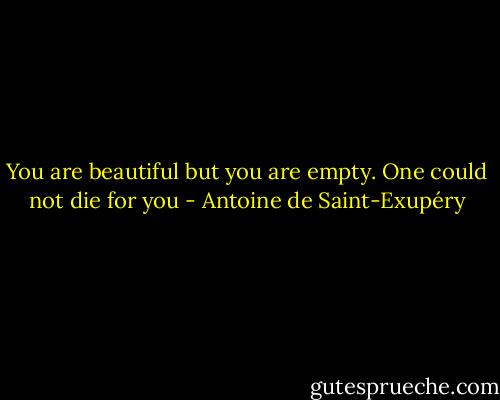 You are beautiful but you are empty. One could not die for you - Antoine de Saint-Exupéry
