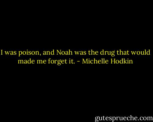 I was poison, and Noah was the drug that would made me forget it. - Michelle Hodkin